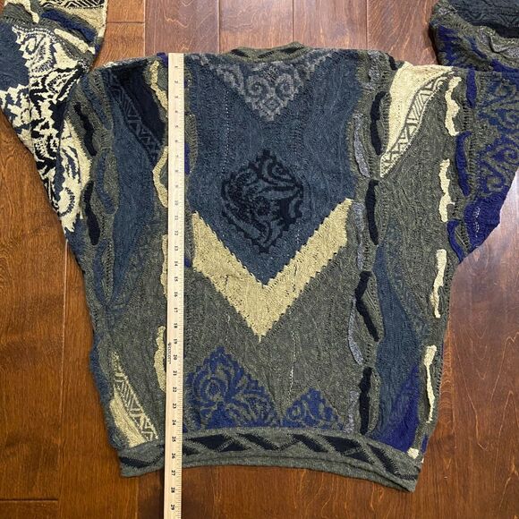 Coogi Classic Vintage 3D Knit Linen Cotton Multicolor V-Neck Sweater Men's L - Picture 8 of 8